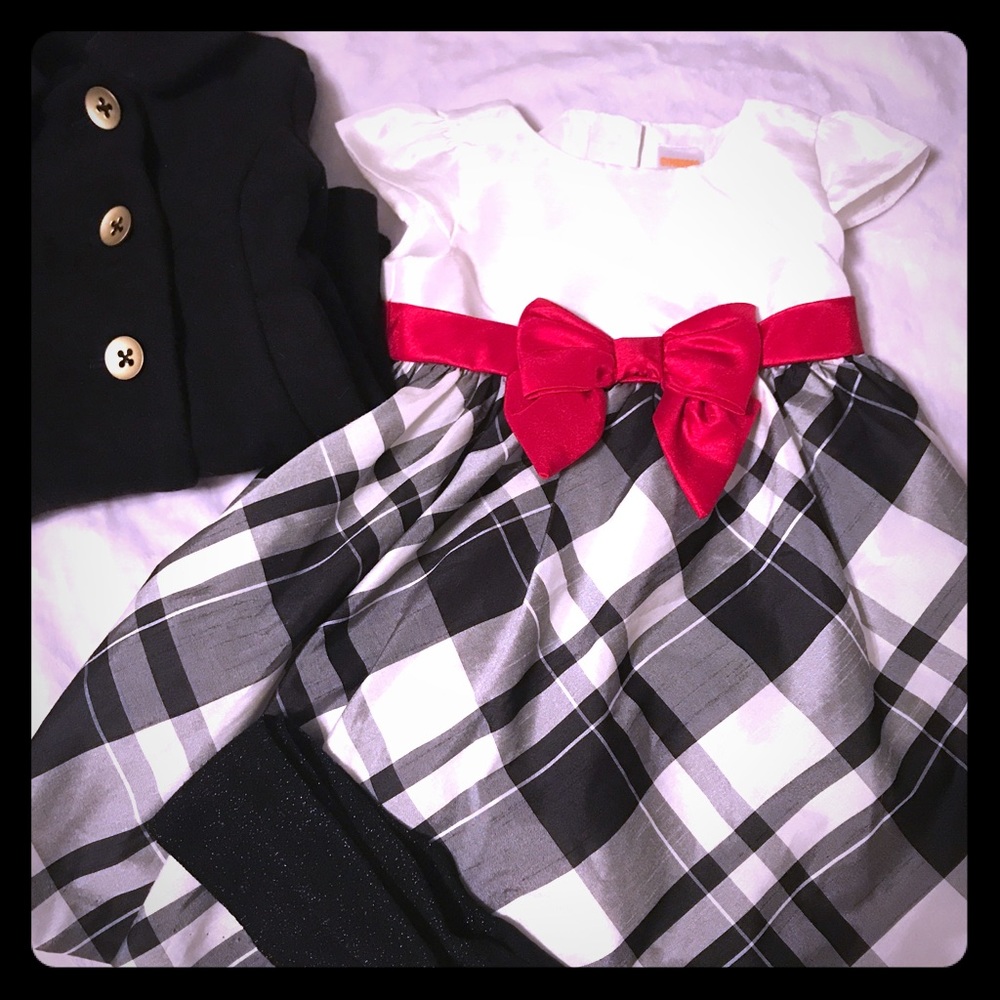 Gymboree black and white plaid holiday dress